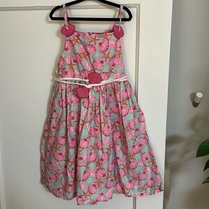 Cynthia Rowley girls pink shell dress with belt size 7